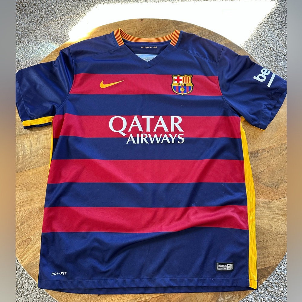 Nike FC Barcelona 2015 Men’s Navy & Red Qatar Airways Jersey